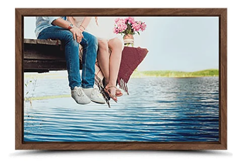 canvas print with walnut color frame