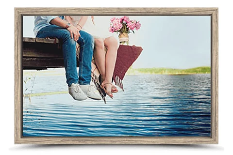 photo canvas with oak color frame